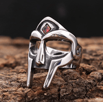 Red Stone Spartan Helmet Ring ring Viking Warriors