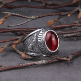 Red Stone Viking Wolf Raven Ring Rings Viking Warriors