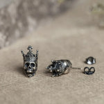 Skull King Crown 925 Sterling Silver Stud Earrings earrings Viking Warriors