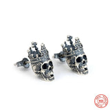 Skull King Crown 925 Sterling Silver Stud Earrings earrings Viking Warriors