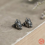 Skull King Crown 925 Sterling Silver Stud Earrings earrings Viking Warriors