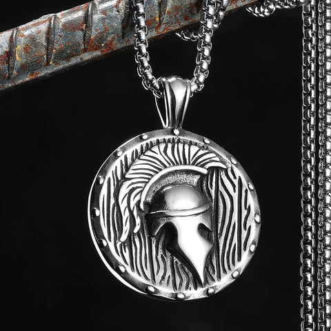 Spartan Helmet and Shield Pendant Viking Warriors