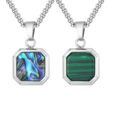 Square Malachite Abalone Shell Pendant Necklace Pendant necklace Viking Warriors
