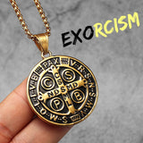 St. Benedict Pendant Vintage Religious Jewelry Gift necklace Viking Warriors