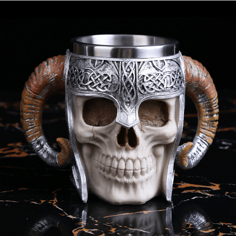 Stainless Steel Viking Warrior Skull Beer Mug Drinkware Viking Warriors
