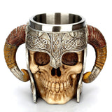 Stainless Steel Viking Warrior Skull Beer Mug Drinkware Viking Warriors