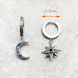 Sterling Silver Star and Moon Hinged Hoop Earrings Earrings Viking Warriors