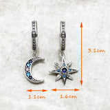 Sterling Silver Star and Moon Hinged Hoop Earrings Earrings Viking Warriors