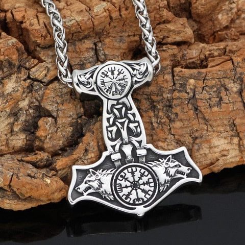 Thor's Hammer Geri and Freki Necklace Necklaces Viking Warriors