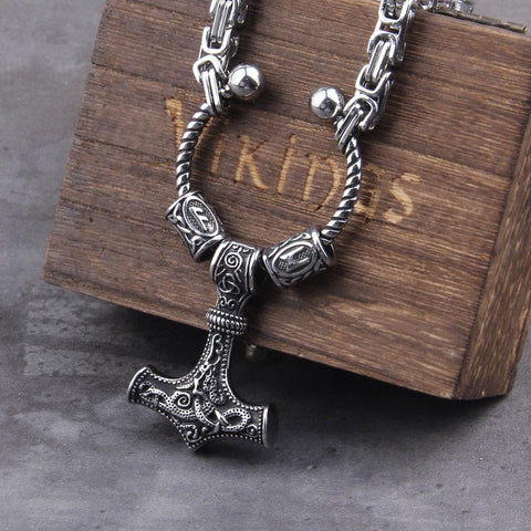 Thor's hammer King chain Stainless Steel Necklaces Viking Warriors