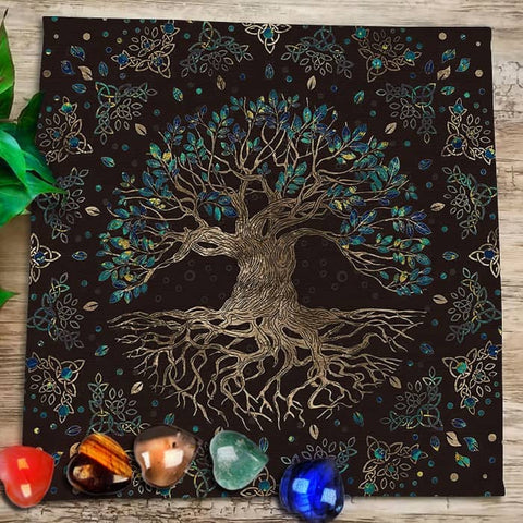 Tree of Life Tarot Rune Altar Cloth | Viking Warriors