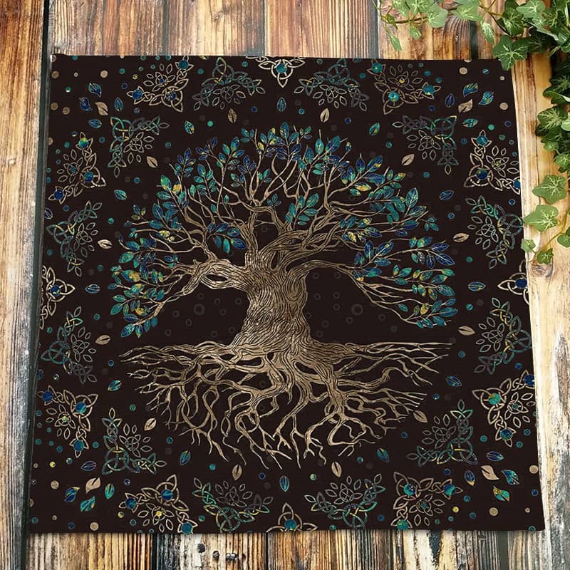 Tree of Life Tarot Rune Altar Cloth | Viking Warriors
