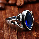 Trinity Symbol Blue/ Red/ Black Zircon Stone Ring Rings Viking Warriors