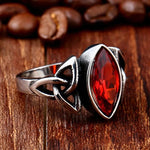 Trinity Symbol Blue/ Red/ Black Zircon Stone Ring Rings Viking Warriors