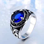 Trinity Symbol Blue/ Red/ Black Zircon Stone Ring Rings Viking Warriors