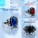 Trinity Symbol Blue/ Red/ Black Zircon Stone Ring Rings Viking Warriors