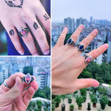 Trinity Symbol Blue/ Red/ Black Zircon Stone Ring Rings Viking Warriors