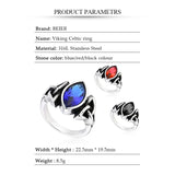 Trinity Symbol Blue/ Red/ Black Zircon Stone Ring Rings Viking Warriors