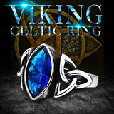 Trinity Symbol Blue/ Red/ Black Zircon Stone Ring Rings Viking Warriors