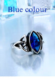 Trinity Symbol Blue/ Red/ Black Zircon Stone Ring Rings Viking Warriors