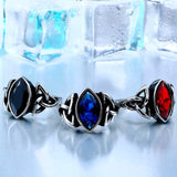 Trinity Symbol Blue/ Red/ Black Zircon Stone Ring Rings Viking Warriors