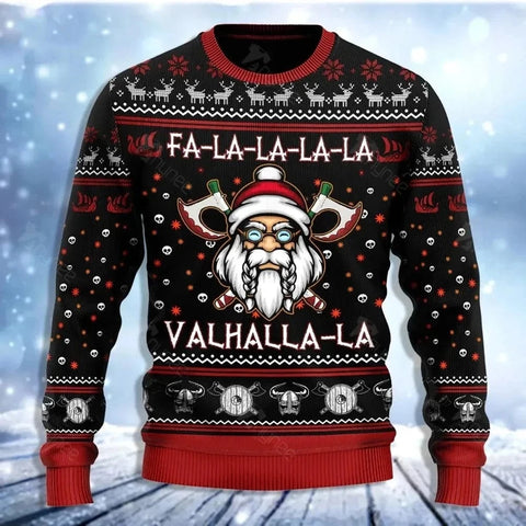Ugly Christmas Sweatshirts Viking Santa Claus Xmas Pullover sweatshirt Viking Warriors