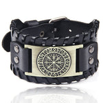 Viking Compass Leather Wristband Wristbands Viking Warriors