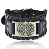 Viking Compass Leather Wristband Wristbands Viking Warriors