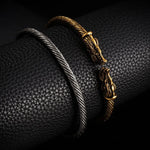 Viking Double Wolf Head Bracelet Bracelets Viking Warriors