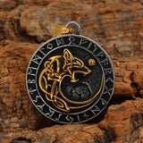 Viking Fenrir Wolf Necklace wit Runes Necklaces Viking Warriors