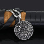 Viking Fenrir Wolf Necklace wit Runes Necklaces Viking Warriors