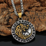 Viking Fenrir Wolf Necklace wit Runes Necklaces Viking Warriors