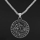 Viking Fenrir Wolf Necklace wit Runes Necklaces Viking Warriors