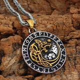 Viking Fenrir Wolf Necklace wit Runes Necklaces Viking Warriors