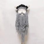 Viking Helmet Bearded Knitted Beanie beanie hat Viking Warriors