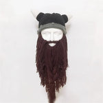 Viking Helmet Bearded Knitted Beanie beanie hat Viking Warriors