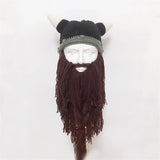 Viking Helmet Bearded Knitted Beanie beanie hat Viking Warriors