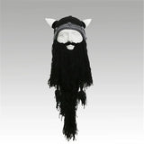 Viking Helmet Bearded Knitted Beanie beanie hat Viking Warriors