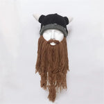 Viking Helmet Bearded Knitted Beanie beanie hat Viking Warriors
