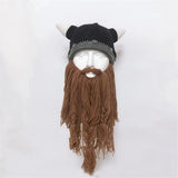 Viking Helmet Bearded Knitted Beanie beanie hat Viking Warriors