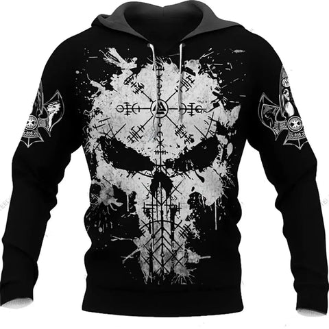 Viking Skull Men's Hoodie Hoodie Viking Warriors