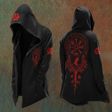 Viking Symbols Oversized Hooded Trench Coat Viking Warriors