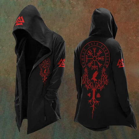 Viking Symbols Oversized Hooded Trench Coat Viking Warriors