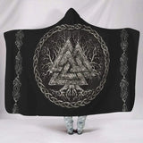 Viking Valknut Hooded Blanket blanket Viking Warriors