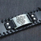 Viking Wolf Head Leather Bracelet Wristbands Viking Warriors