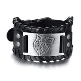 Viking Wolf Head Leather Bracelet Wristbands Viking Warriors