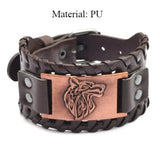 Viking Wolf Head Leather Bracelet Wristbands Viking Warriors