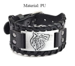 Viking Wolf Head Leather Bracelet Wristbands Viking Warriors