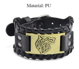 Viking Wolf Head Leather Bracelet Wristbands Viking Warriors