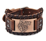 Viking Wolf Head Leather Bracelet Wristbands Viking Warriors